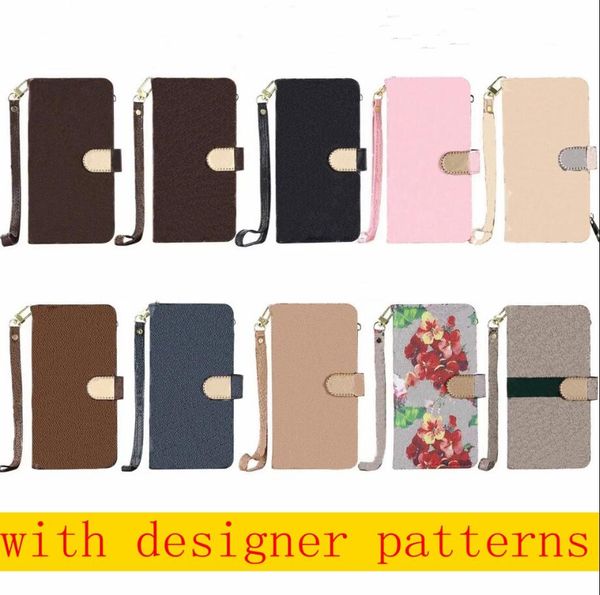 

Fashion designer phone cases for iPhone 12 13 Pro max 11 11Pro XR XS MAX shell leather Multi-function card package storage wallet cover L01, Brown small flower