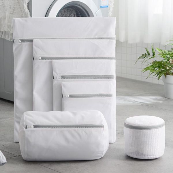 

polyester mesh laundry bag zipper dirty clothes storage underwear coarse net basket bags for washing machine