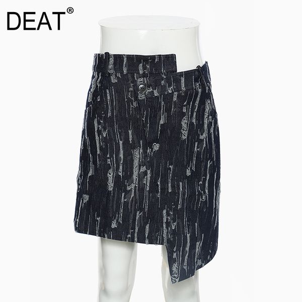

deat new spring and summer fashion casual asymmetric stitching process slim patchwork skirt short women sj920 210428, Black