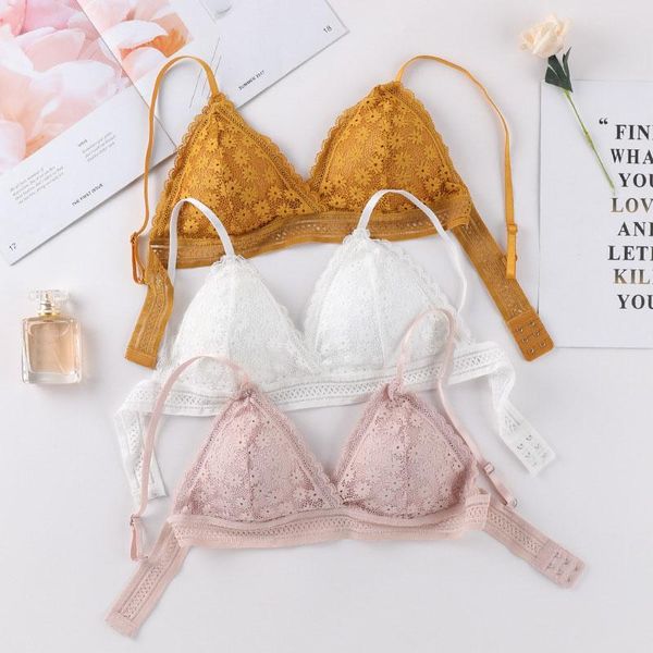 

bras rench style lace bralette seamless deep v bra wireless thin triangle cup underwear lingerie soft for women*, Red;black