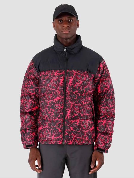 

famous men's designer down jacket parka coat floral rose pattern stand-up collar fashionable warm versatile style autumn and winter mul, Black