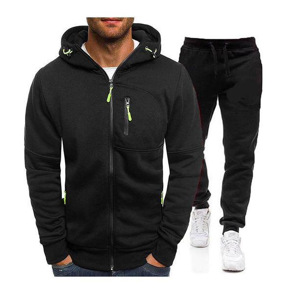 

running sets pieces autumn tracksuit men sweatshirt sports set gym clothes sport suit training wear outdoor, Black;blue