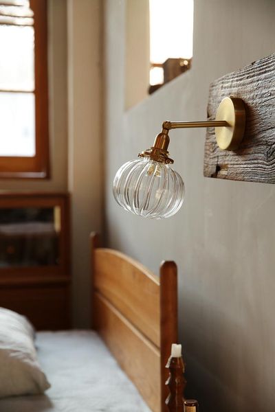 

nordic japanese style copper wall lamp bedroom bathroom mirror light modern glass ball lights fixtures stair lighting