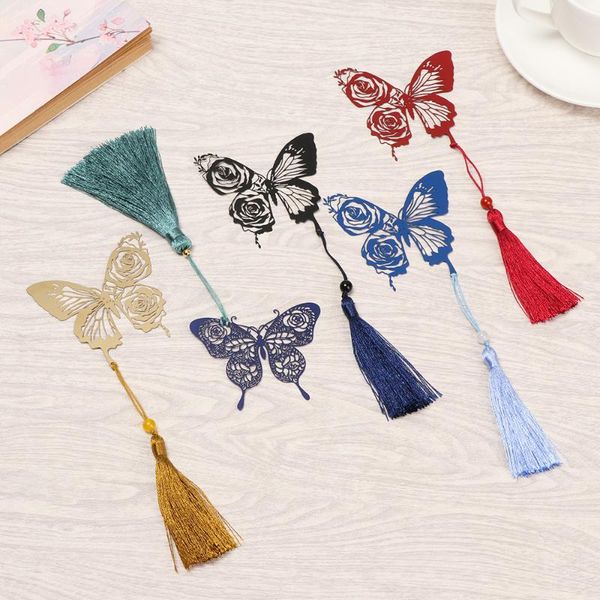 

metal butterfly bookmark quality ribbons long tail student book marker gift kawaii cartoon office school stationery