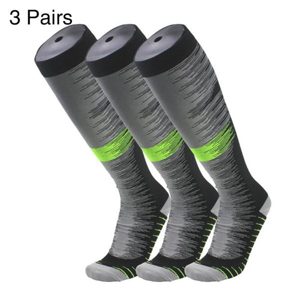 

sports socks 3pairs pain relief fitness elastic running travel compression outdoor non slip flight high stockings athletic, Black