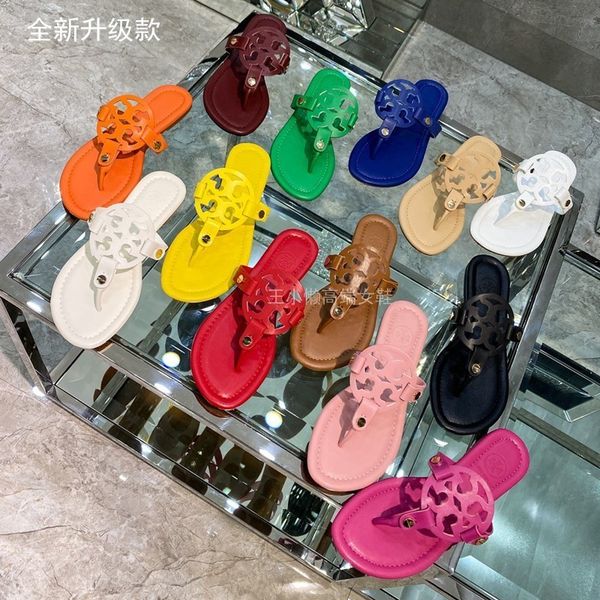 

slippers sandals slippers women's large clip toe 2021 summer new flat bottom slipper wear anti slip reverse leather holiday beach flip, Black
