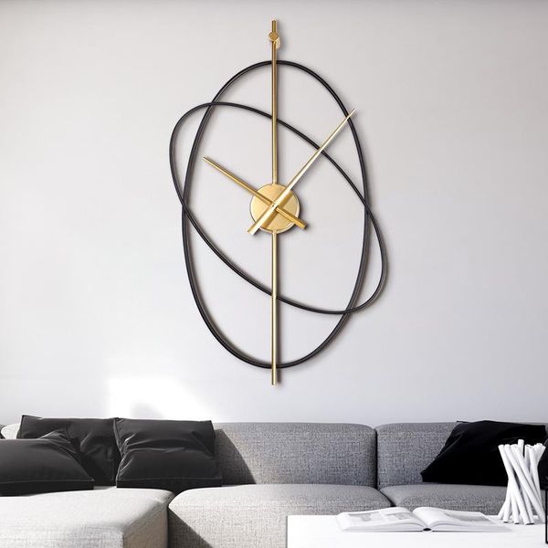 

wall clocks large simple clock modern design living room nordic silent metal art creative mechanism reloj pared home decor