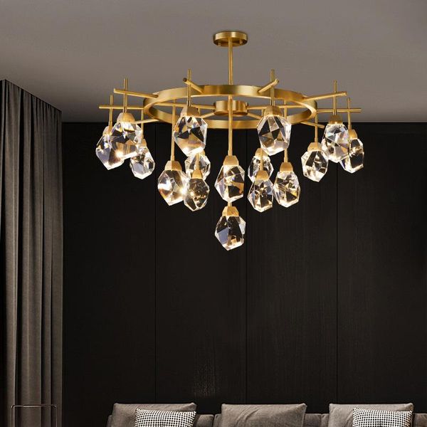 

chandeliers all copper post-modern light luxury crystal chandelier creative simple nordic living room dining lighting