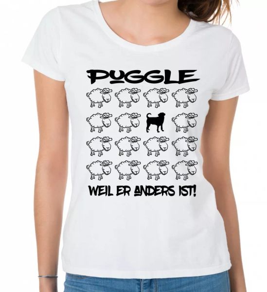 

puggle ladies t-shirt black sheep by siviwonder, White;black