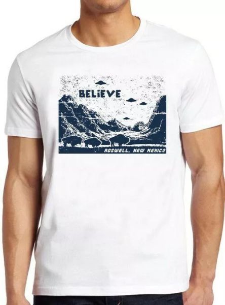 

ufo believe roswell new mexico area 51 alien cool flying circles t shirt 4031, White;black