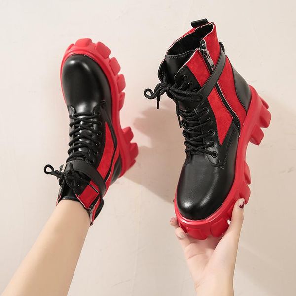 

boots mid-low women's autumn and winter square heel round toe side zipper motorcycle fashionable easy to match, Black