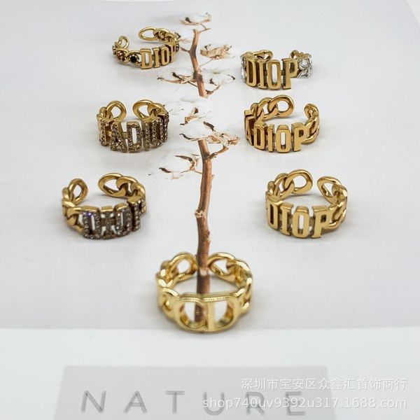 

design jewelry ring letter brass ear of wheat inlaid with diamond, Silver