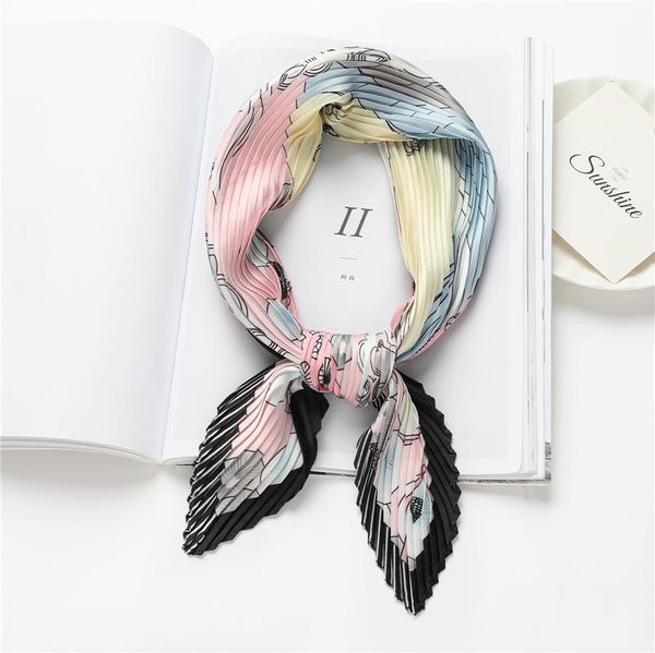 

scarves retro crinkle satin silk shawl square scarf for women hair wraps print headband neckerchief female foulard hijab bandana, Blue;gray
