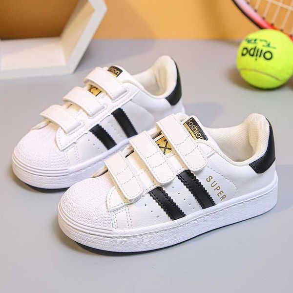 

children sneakers for girls and boys spring kids casual shoes summer flats 5~12 years toddlers boots pu leather white black 210729