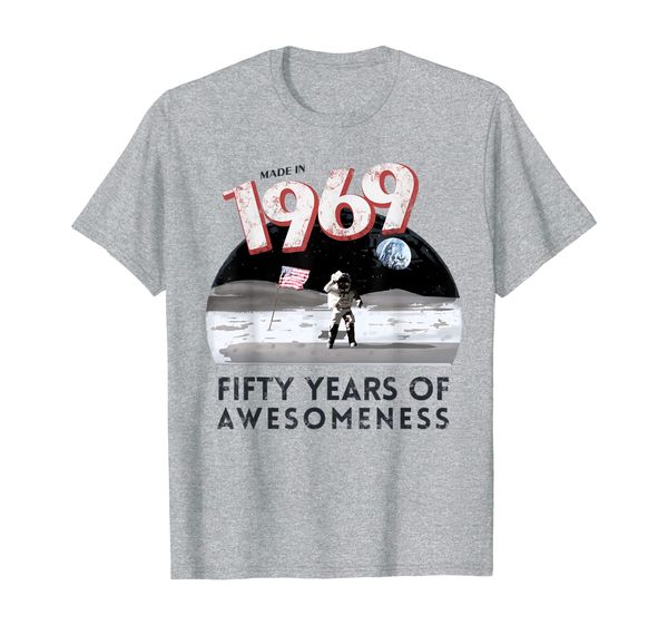

made in 1969 50 years of awesomeness birthday shirt for men, White;black