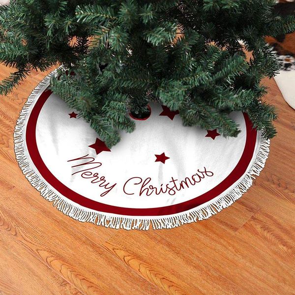 

christmas decorations 90/122cm tree skirt decorated 2022 tassels merry year gifts for home paving fur carpet supplies natal n