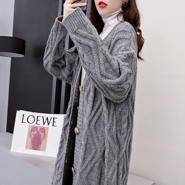 

tees back twist knit sweater cleavage in v long cardigan loose lazy female style only breasted autumn winter coat y644 8mqx, White