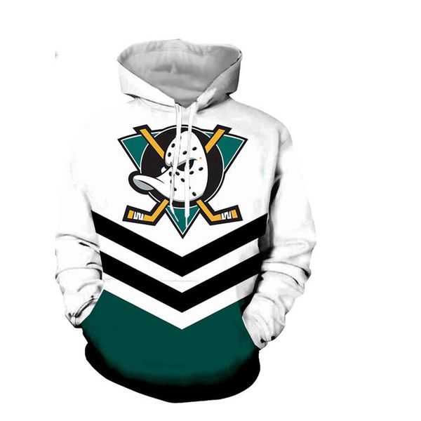 

men's t-shirts fashion the mighty ducks hoodie funny hockey movie stick pad helmet cotton, White;black