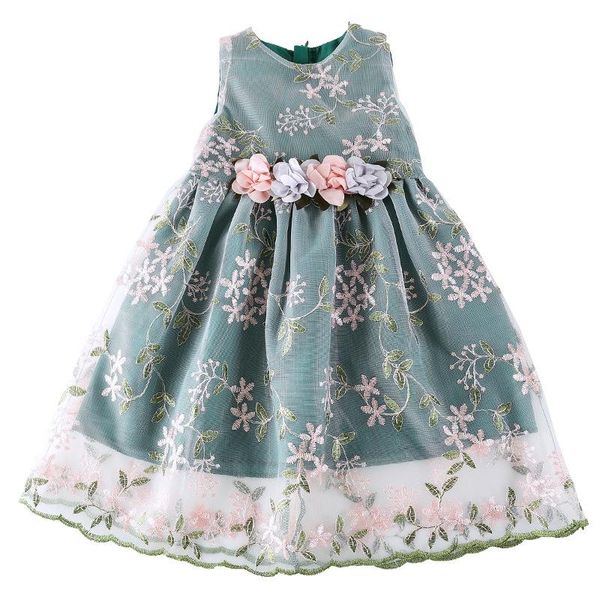 

girl's dresses baby girls clothes 3 to 14 years summer sleeveless party wedding flower embroidery kids green pink lace, Red;yellow