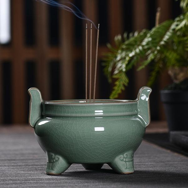 

fragrance lamps handmade ceramic incense burner bowl buddha vaper smoke stick church bruleur encens home decoration 50
