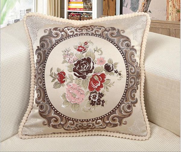 

european style cushion cover embroidery pillowcases linen cotton pillow covers sofa 50x50cm cushion/decorative