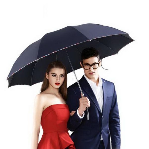 

umbrellas 170201/umbrella leather handle automatic men large strongly sun/rain folding for business