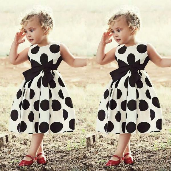 

girl's dresses toddler baby girls dress sleeveless vintage polka dot print princess clothes elegant swing party pageant1, Red;yellow