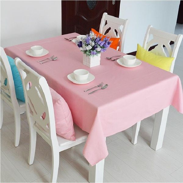 

quality plain pink cotton el table cover cloth for wedding banquets and home