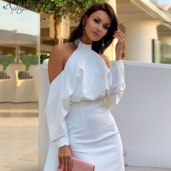 

casual dresses ailigou summer women's dress turtleneck knee long backless bodycon elegant club celebrity banquet beaded vestido, Black;gray