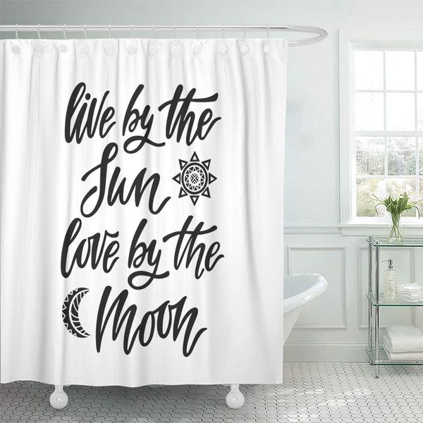 

shower curtain,live by the sun love moon inspirational quote in boho modern phrase simple lettering,waterproof bath curtains