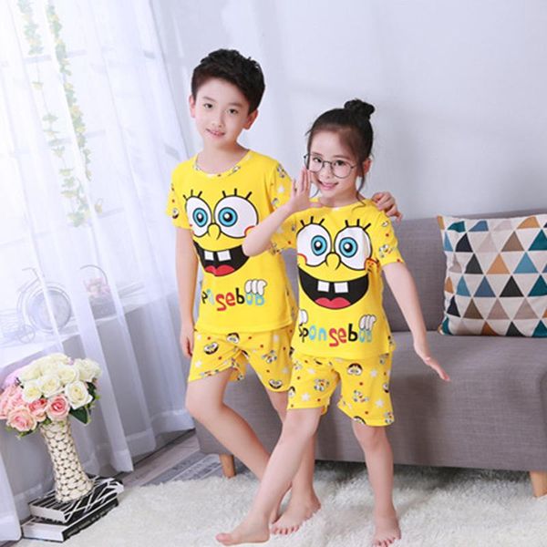 

pajamas listing 2021 children clothing summer boys girls kids sets cartoon suit sleepwear short sleeve kid, Blue;red