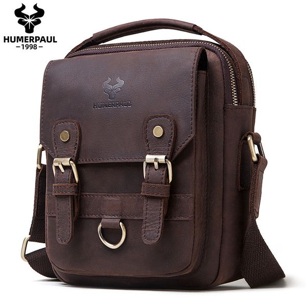 

2021 new crazy horse leather men's shoulder leather messenger men's bags