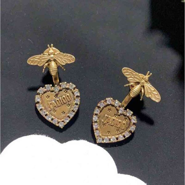 

earrings charm studd home dijia letter love female net red texture back hanging bee, Golden