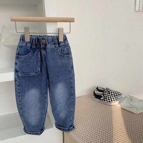 

jeans 2021 arrival girls boys denim long pants autumn fashion kids jean 2-7 years ws950, Blue