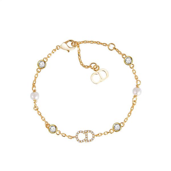 

70% off pearl letter bracelet women's diamond simple bracelet, Black