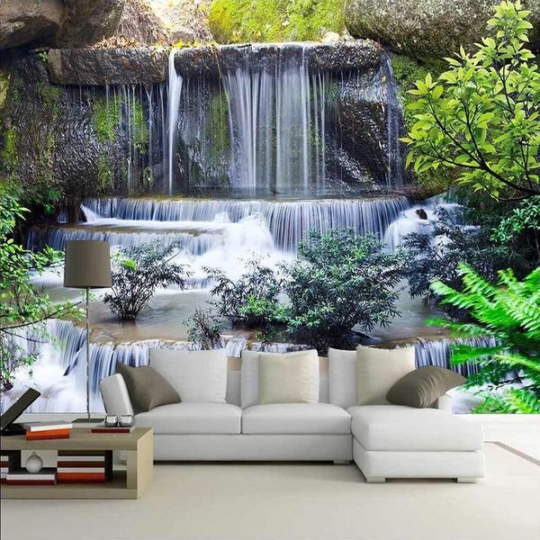 

wallpapers custom waterfall landscape 3d po wallpaper murals papel de parede study room living sofa tv backdrop papier peint mural