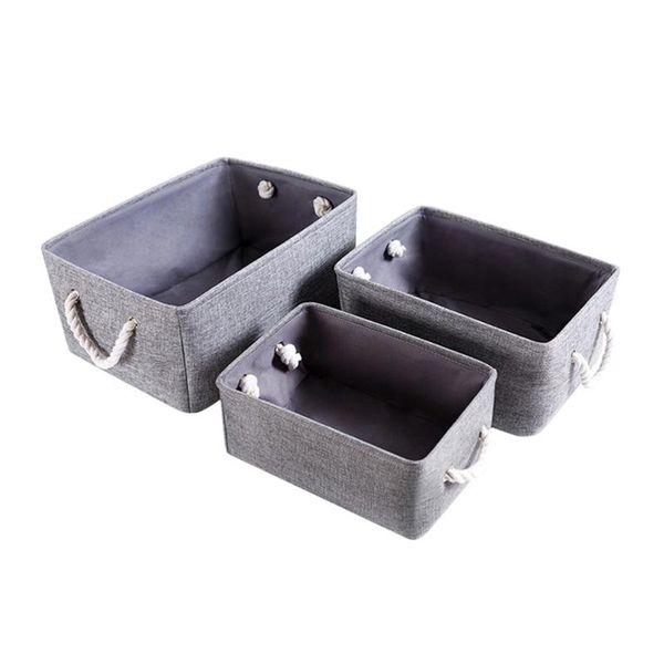 

storage baskets 1 set 3pcs practical home sundries containers (grey)