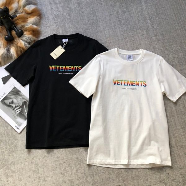 

men's t-shirts raiow vets soon shirt woman man think differently letters printing vetements t 1:1 vtm, White;black