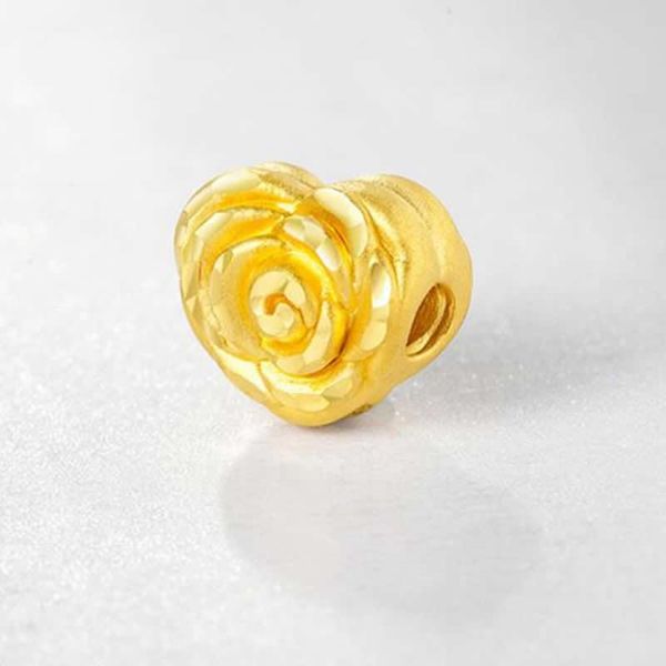 

charm bracelets arrival 24k yellow gold bracelet 999 3d rose flower, Golden;silver