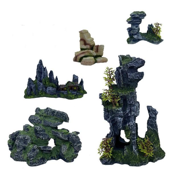 

aquarium artificial decorative rocks fish tank landscaping aquascape accessories reptile shrimp cave stone hiding ornament decorations