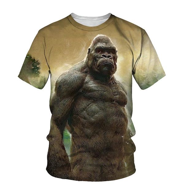 

king kong gorille imprimer t-shirt hommes 2021 Ã manches courtes hauts mode style vÃªtements dÃ©contractÃ© t-shirts men's, White;black