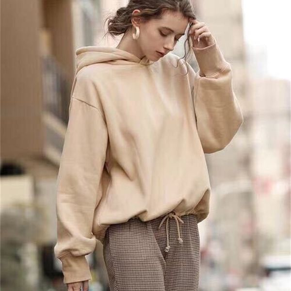 

2020 winter new original women's plush hoodie, Black