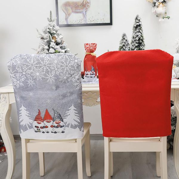 

christmas chair cover santa snowman snowflake pattern decoration durable useful back covers home textile