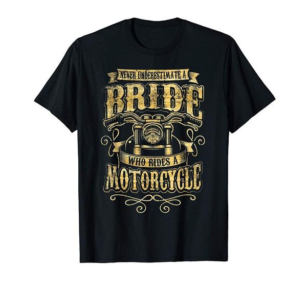 

men's t-shirts never underestimate bride who rides motorcycle t-shirt, White;black