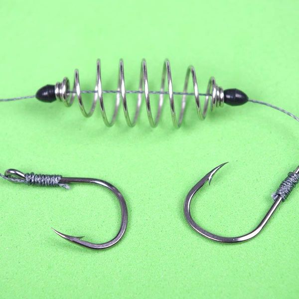 

pcs/set double-hook fishing line steel barbed carp hooks bait feeder accessories xd88