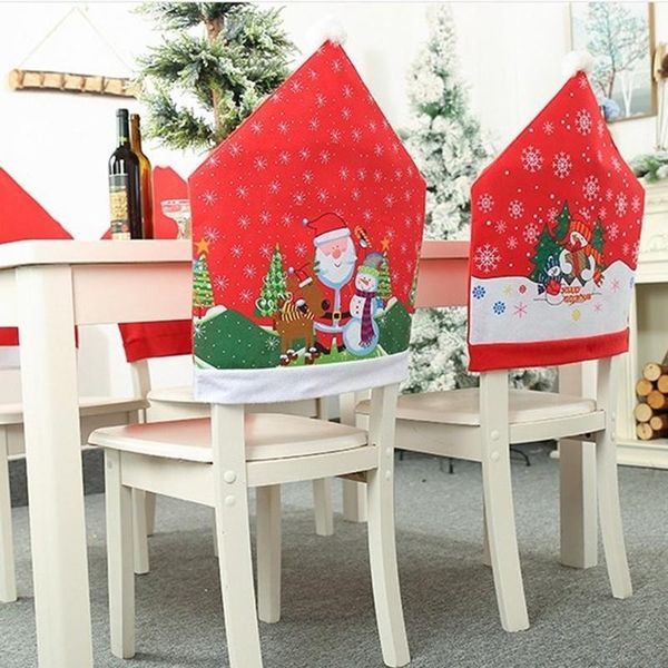 

chair back cover santa claus hat christmas dinner table seat xmas party decor covers
