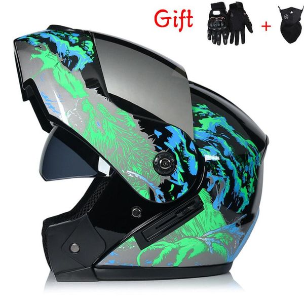 

motorcycle helmets dot approved safety modular flip up helmet offroad racing dual lens interior visor capacete with 2 gifts