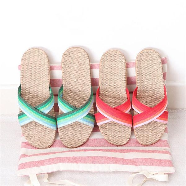 

slippers men's home portable non-slip handmade cotton and linen cross straps breathable, Black