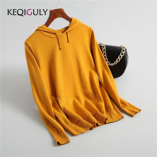 

women's sweaters lace up hooded sweater for women autumn winter clothing 2021 fashion solid color pullover female jumper knitted p2302, White;black