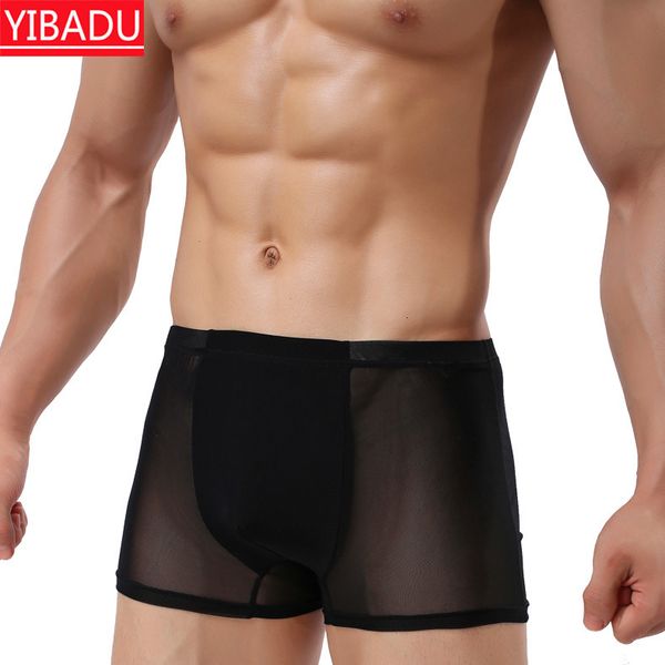 

straight mesh cold men's underwear boxers breathable home underpants, Black;white
